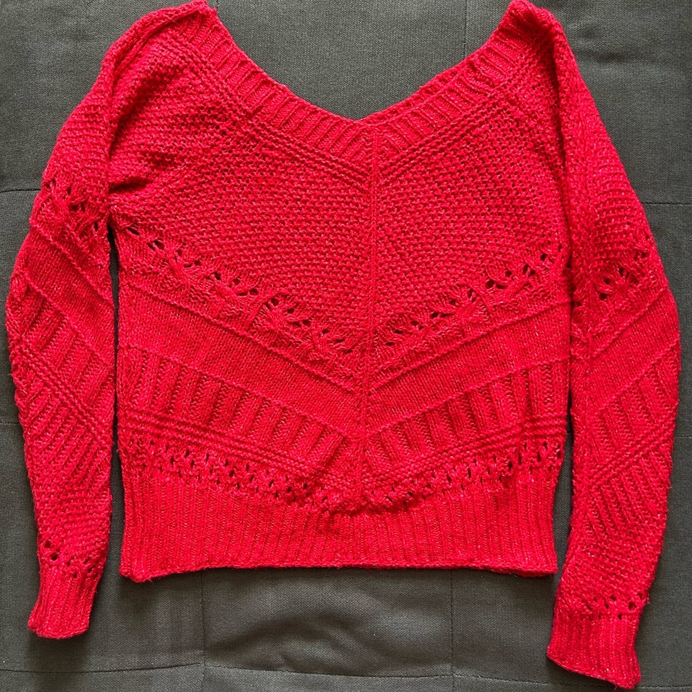 Maurices Bright Red V-Neck Sweater